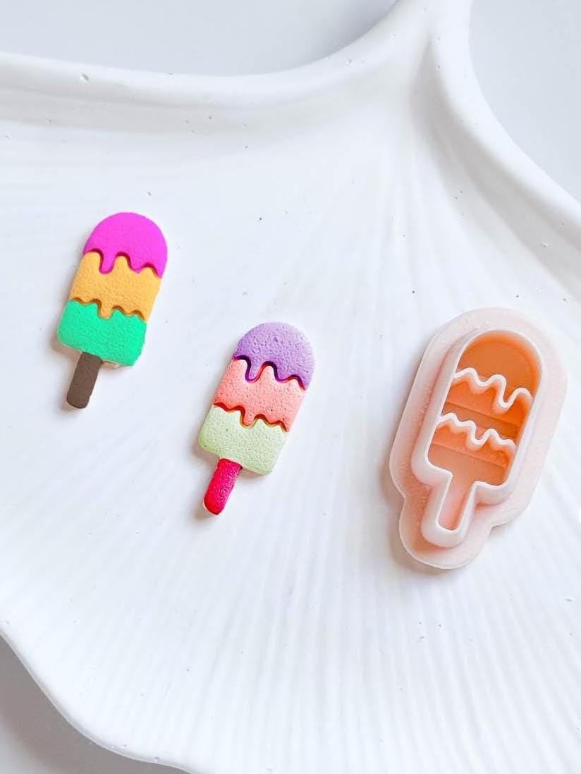 Popsicle Cutter with Wavy Detail Polymer Clay Earring Cutter for Summer & Ice Cream Designs