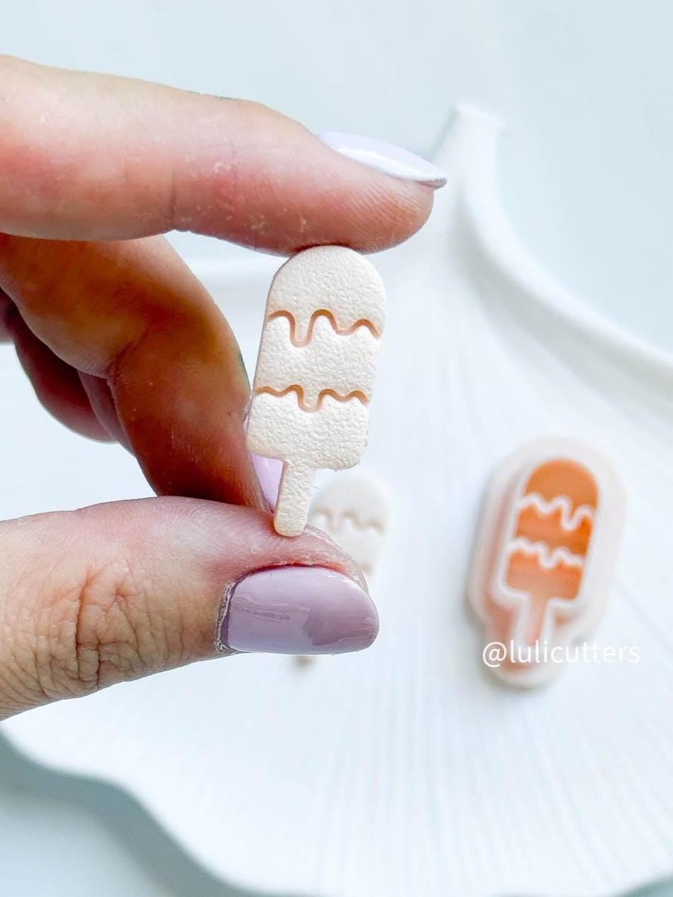 Popsicle Cutter with Wavy Detail Polymer Clay Earring Cutter for Summer & Ice Cream Designs