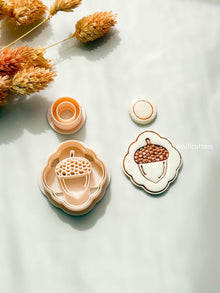 Acorn Charm Polymer Clay Cutter Set: Fall Earring Base + Topper