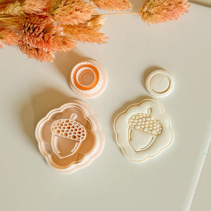 Acorn Charm Polymer Clay Cutter Set: Fall Earring Base + Topper
