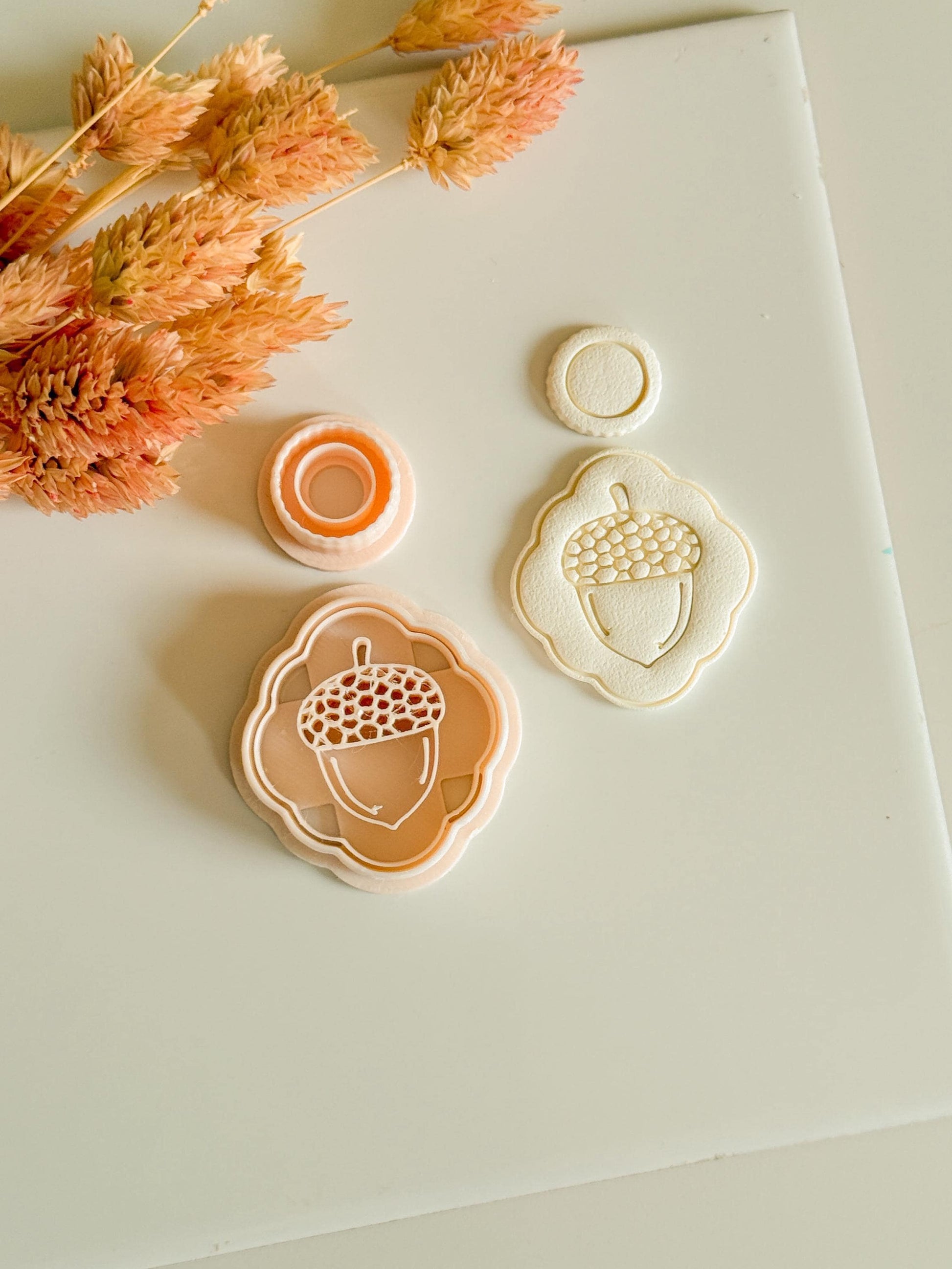 Acorn Charm Polymer Clay Cutter Set: Fall Earring Base + Topper