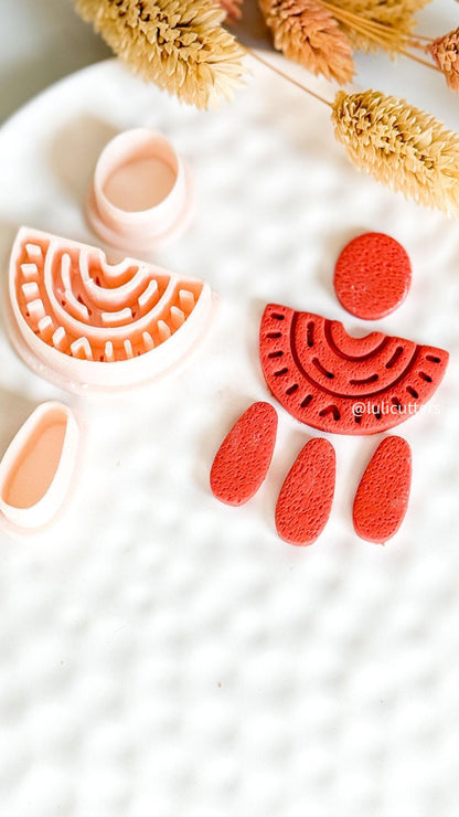Boho Arch Clay Earring Cutter Set Circle Top with Half Arch and Drops