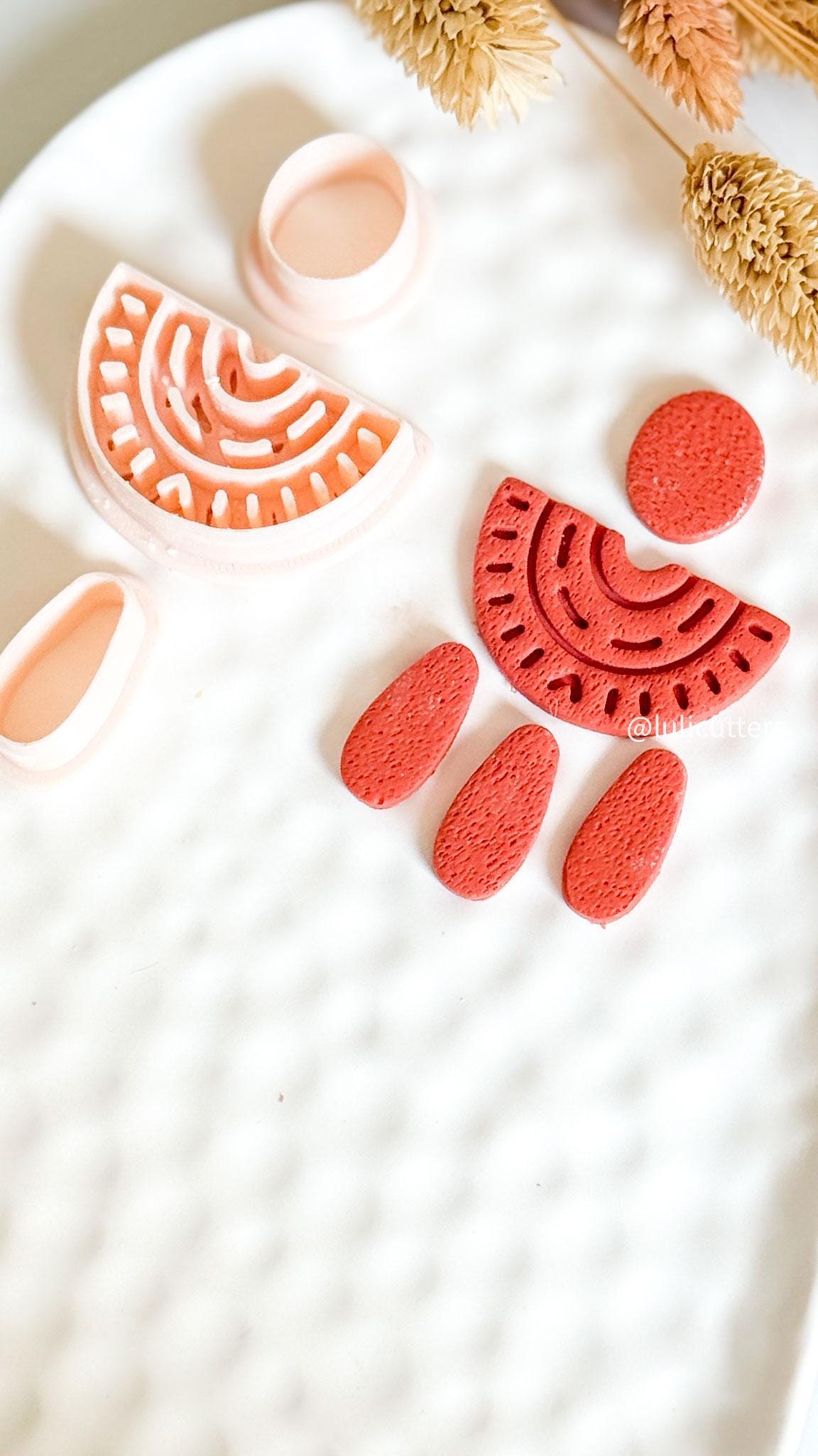 Boho Arch Clay Earring Cutter Set Circle Top with Half Arch and Drops