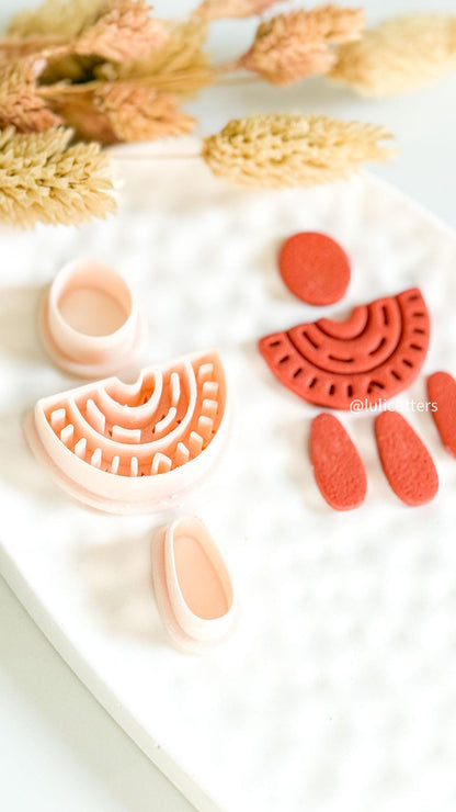 Boho Arch Clay Earring Cutter Set Circle Top with Half Arch and Drops
