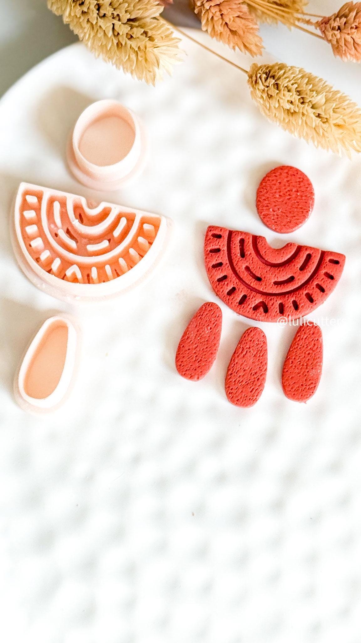Boho Arch Clay Earring Cutter Set Circle Top with Half Arch and Drops