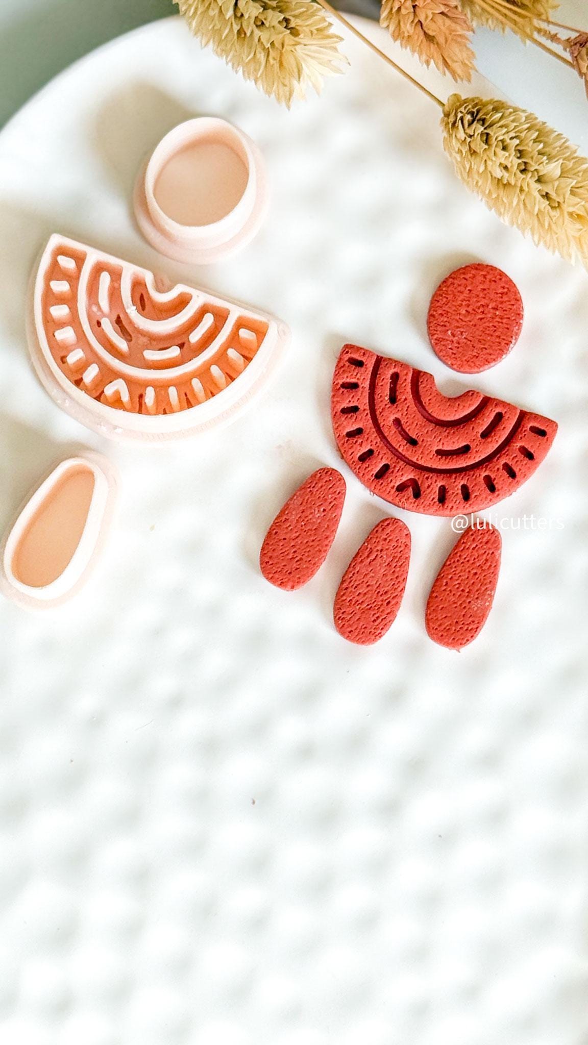 Boho Arch Clay Earring Cutter Set Circle Top with Half Arch and Drops