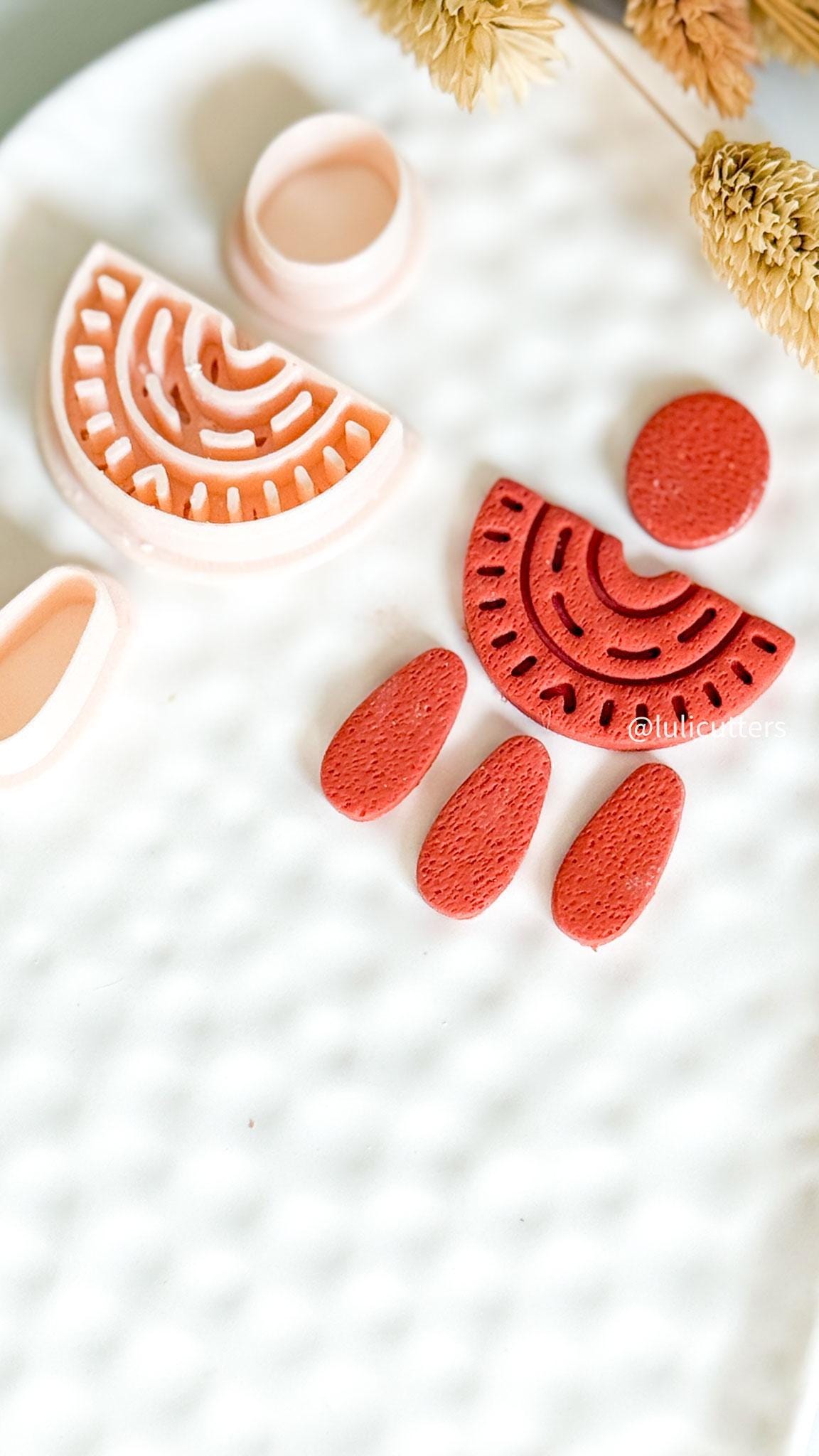 Boho Arch Clay Earring Cutter Set Circle Top with Half Arch and Drops