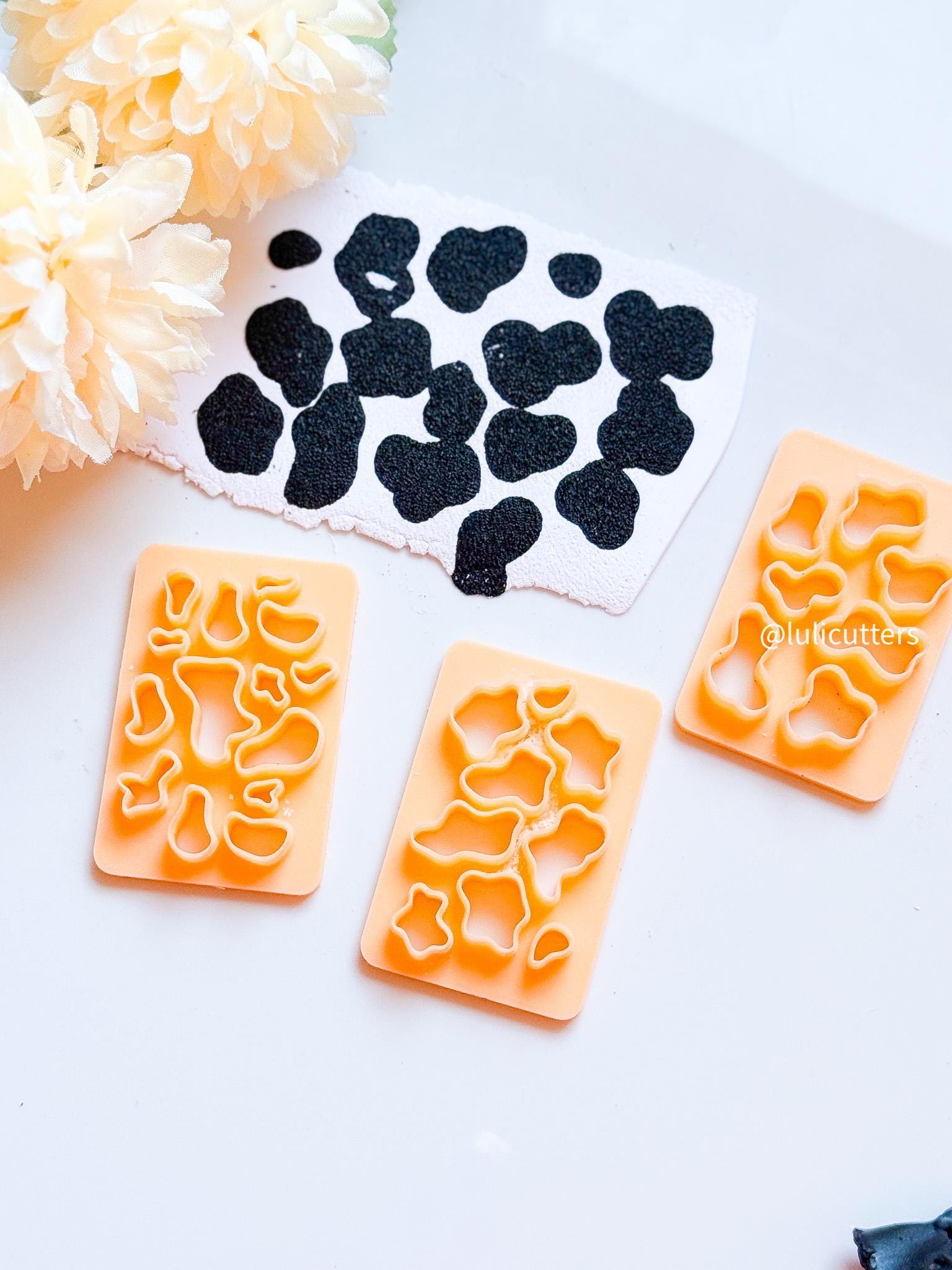 Cow Print Polymer Clay Cutter Animal Pattern Spot Shapes for Earrings, Jewelry, Crafts