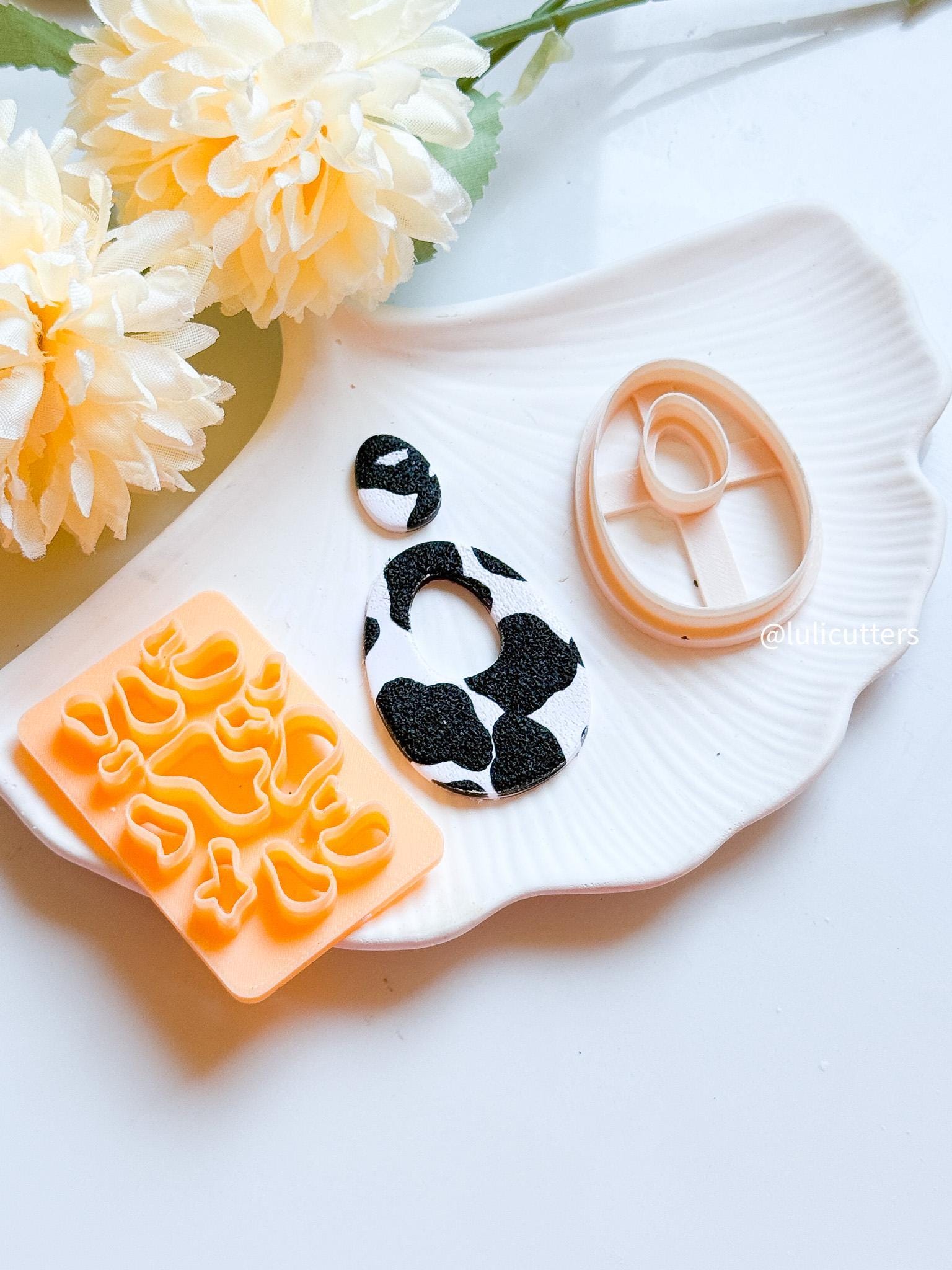Cow Print Polymer Clay Cutter Animal Pattern Spot Shapes for Earrings, Jewelry, Crafts