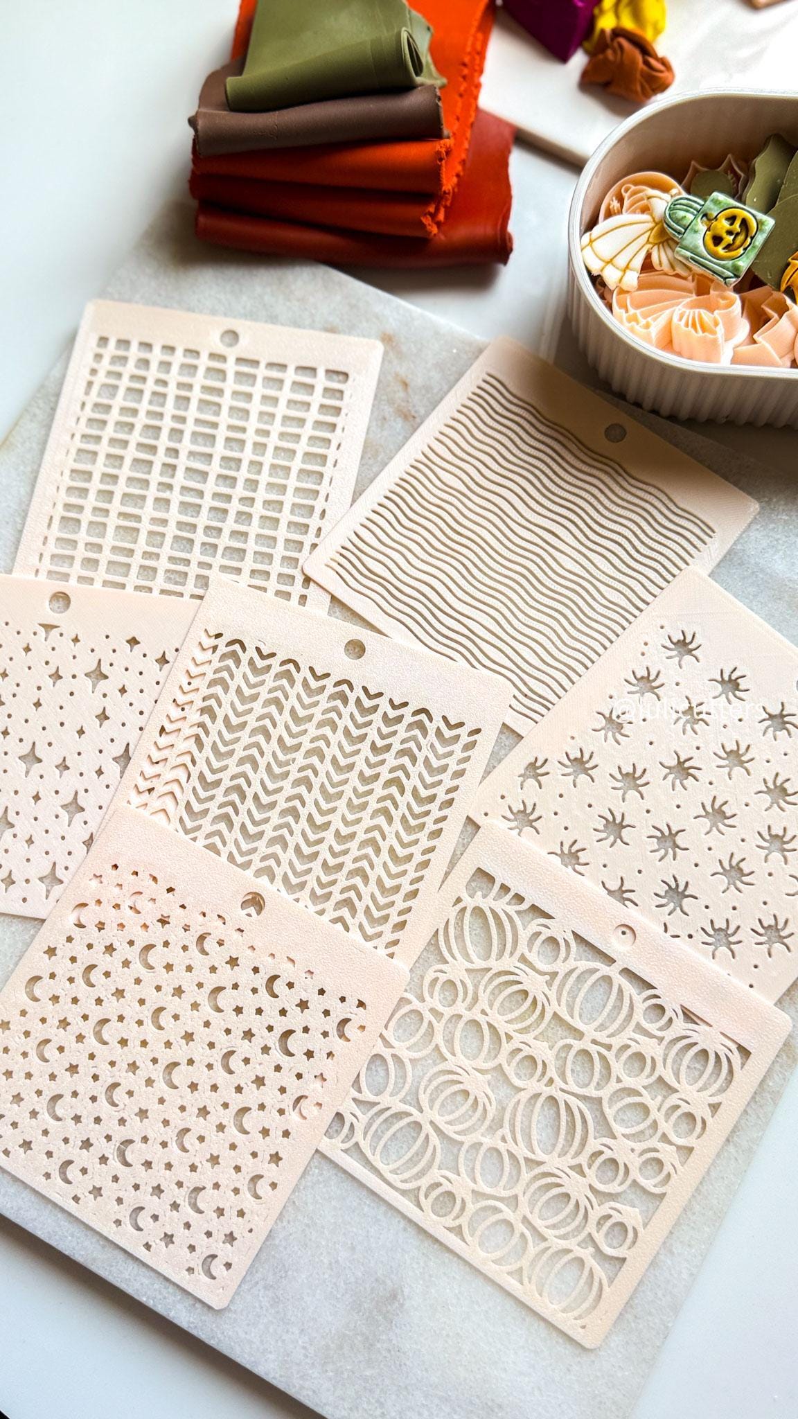 Geometric Grid Stencil for Polymer Clay: Earring & Jewelry Texture Template