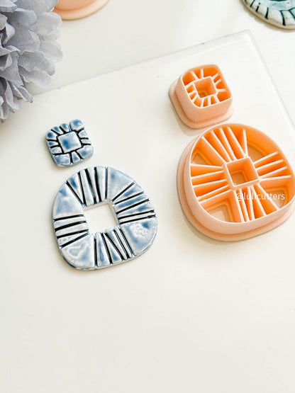 Lined Square Polymer Clay Cutter Set: Geometric Jewelry Making