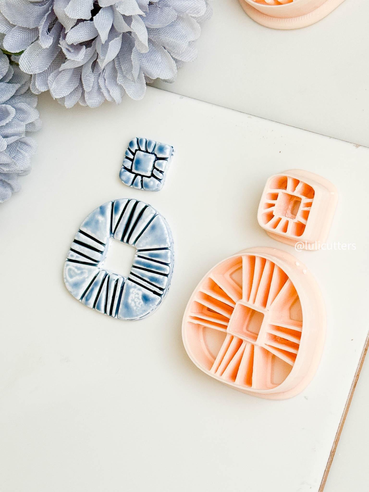Lined Square Polymer Clay Cutter Set: Geometric Jewelry Making
