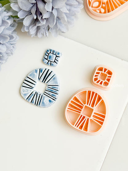Lined Square Polymer Clay Cutter Set: Geometric Jewelry Making