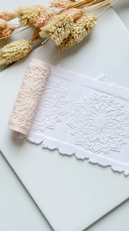 Mandala Floral Pattern Polymer Clay Roller Embossing Texture Tool