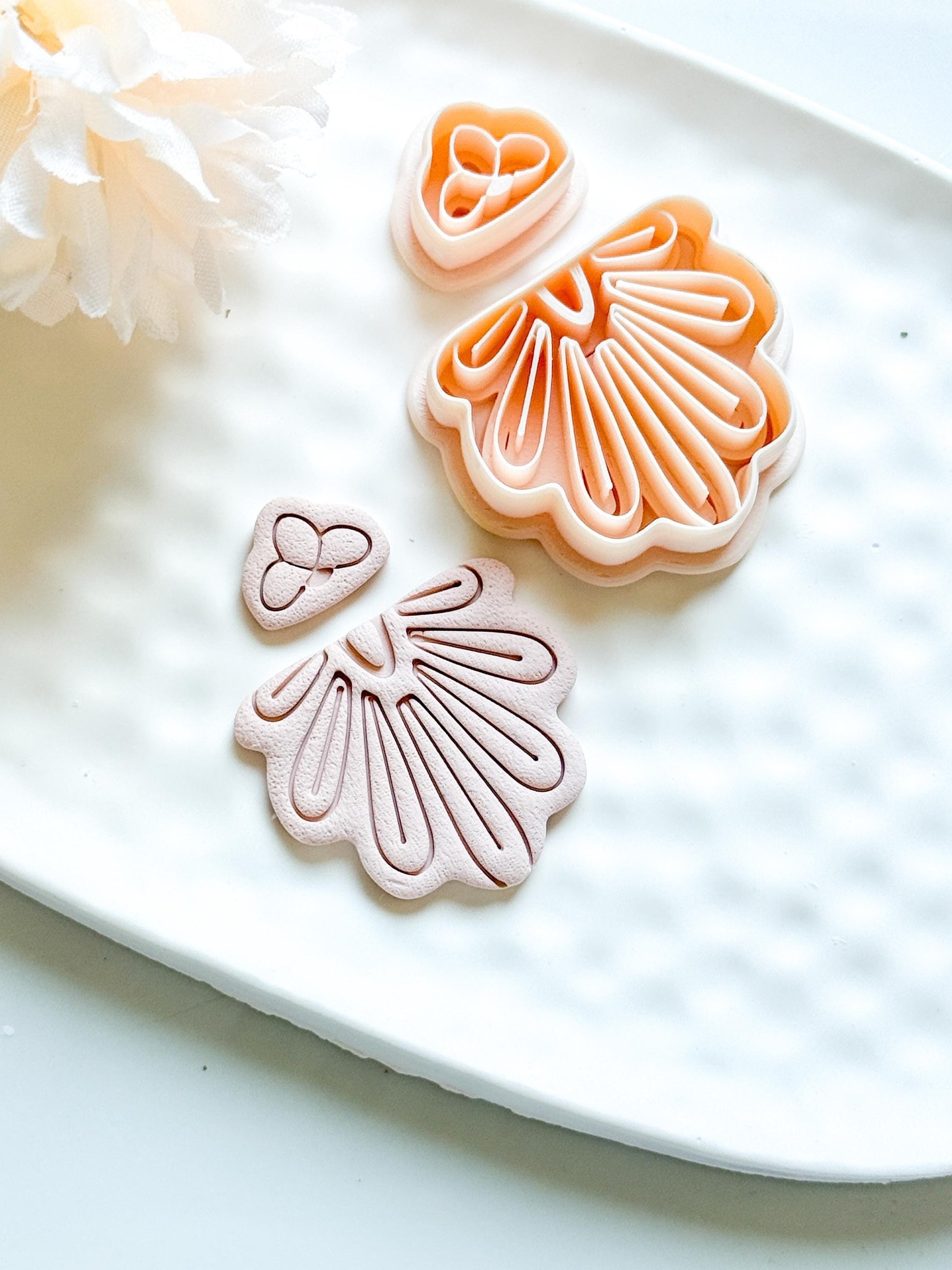 Floral Polymer Clay Cutters: Scalloped Fan & Petal Topper - DIY Jewelry Making