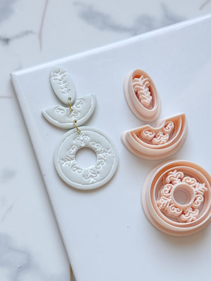 Ornate Circle Polymer Clay Cutter Set Boho Medallion Earring Shapes