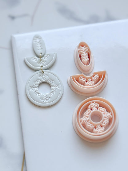 Ornate Circle Polymer Clay Cutter Set Boho Medallion Earring Shapes