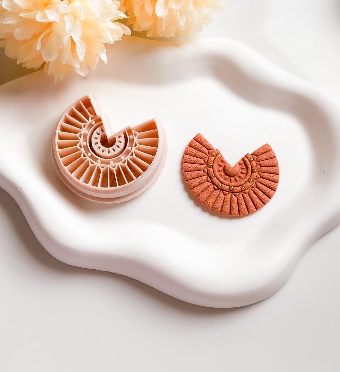 Sunburst Fan Polymer Clay Earring Cutter: Boho Tribal Jewelry Tool