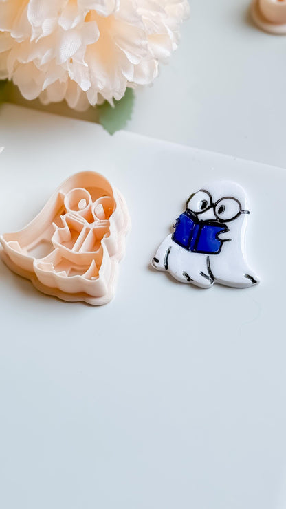 Bookish Ghost Polymer Clay Cutter: Halloween Jewelry Mold