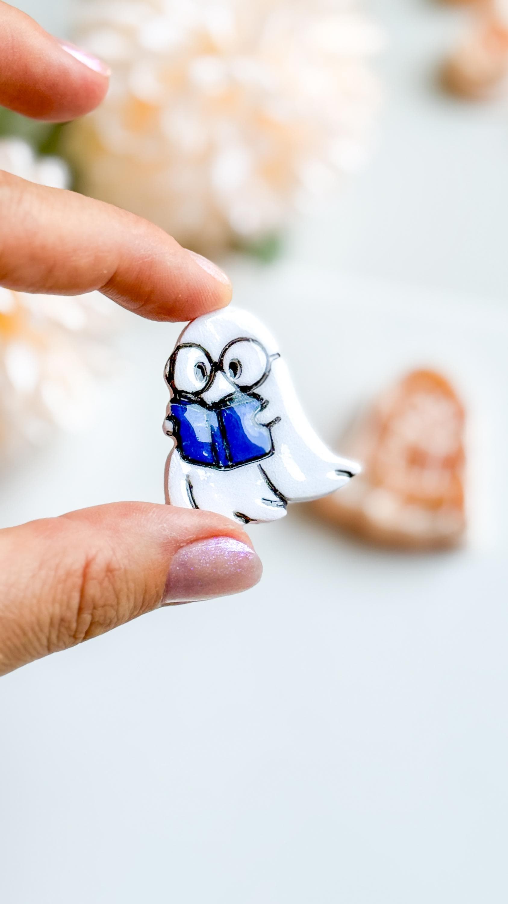 Bookish Ghost Polymer Clay Cutter: Halloween Jewelry Mold