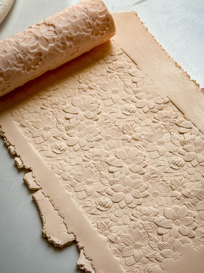 Floral Garden Texture Roller: Polymer Clay Imprint Tool