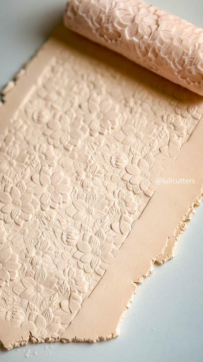 Floral Garden Texture Roller: Polymer Clay Imprint Tool