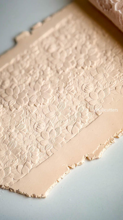 Floral Garden Texture Roller: Polymer Clay Imprint Tool