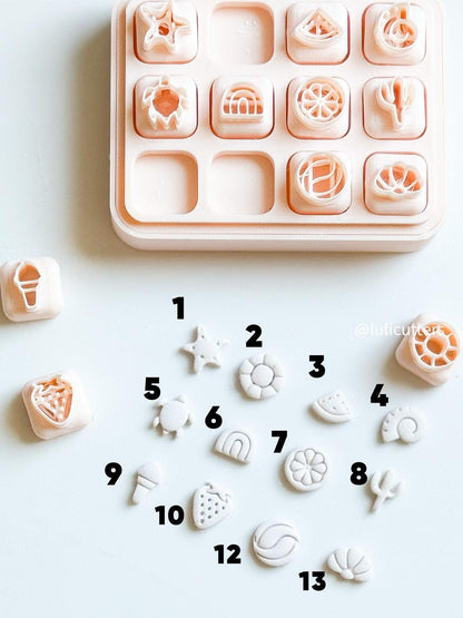 Mini Summer Clay Cutter Set: 12mm Beach Charms, Earring Cutters