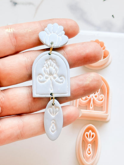 Arch Floral Polymer Clay Cutter Set Boho Window Earring Shapes