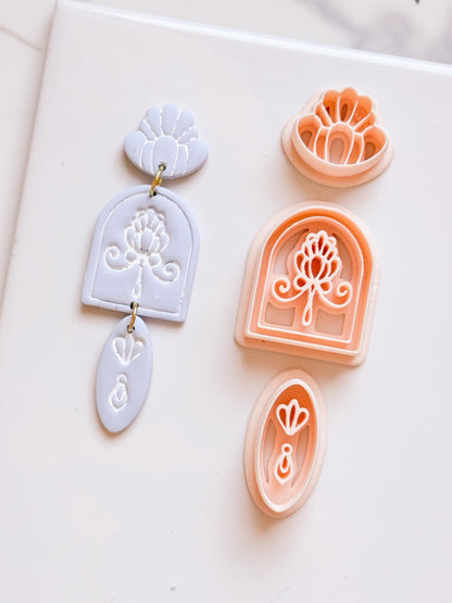 Arch Floral Polymer Clay Cutter Set Boho Window Earring Shapes