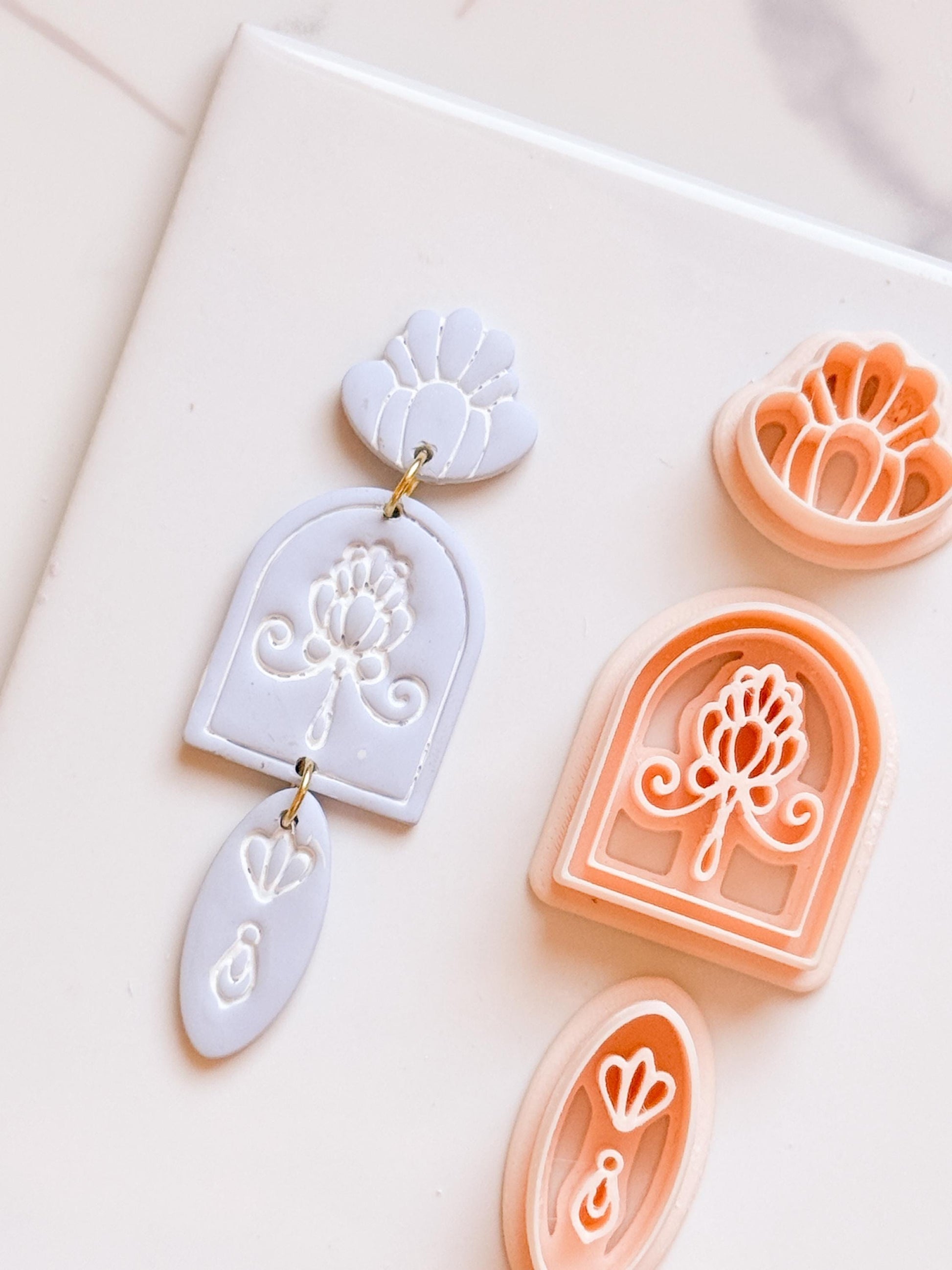 Arch Floral Polymer Clay Cutter Set Boho Window Earring Shapes