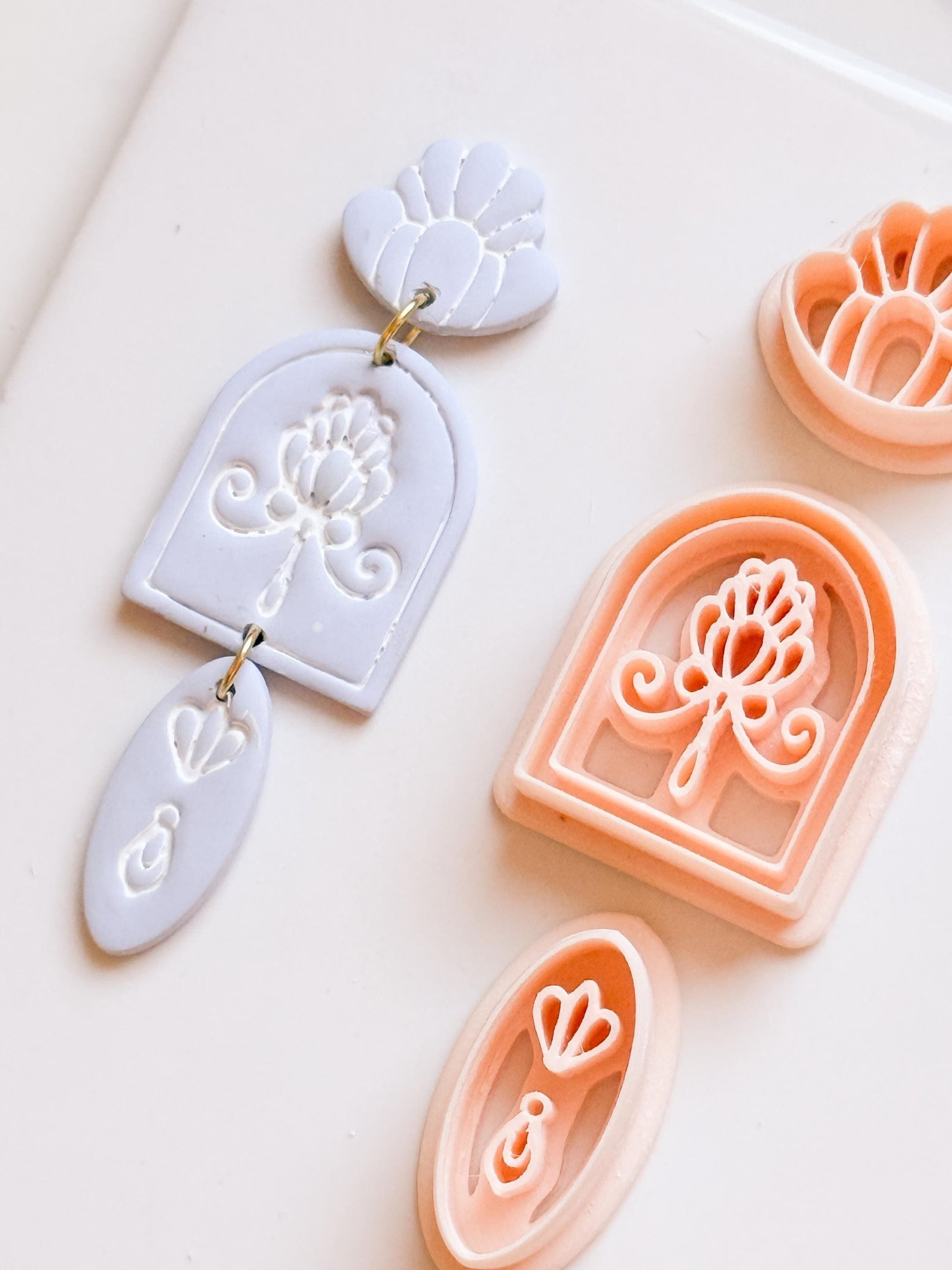 Arch Floral Polymer Clay Cutter Set Boho Window Earring Shapes