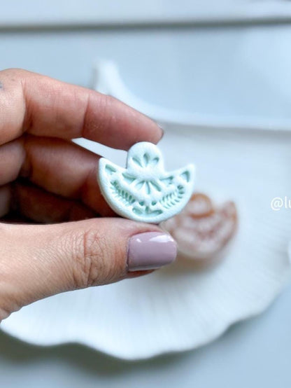 Folk Fan Floral Polymer Clay Cutter Imprint Earring Cutter