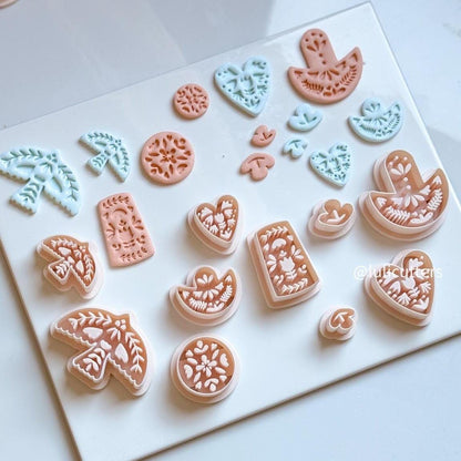 Folk Fan Floral Polymer Clay Cutter Imprint Earring Cutter