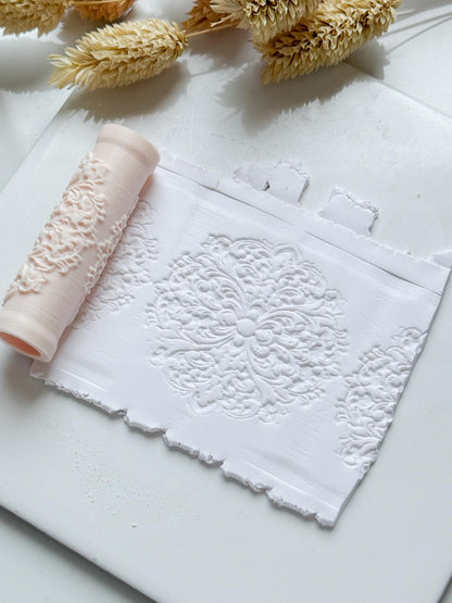 Baroque Floral Scroll Polymer Clay Roller Embossing Texture Tool