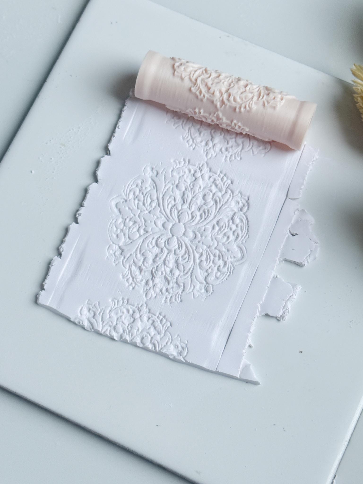 Baroque Floral Scroll Polymer Clay Roller Embossing Texture Tool