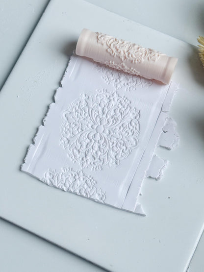 Baroque Floral Scroll Polymer Clay Roller Embossing Texture Tool