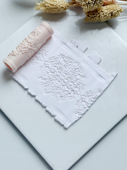Baroque Floral Scroll Polymer Clay Roller Embossing Texture Tool