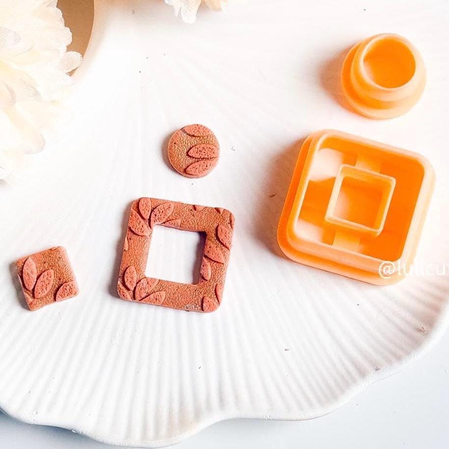 2 piece Square Frame Clay Cutter Double Cut-Out for Unique Earring Designs