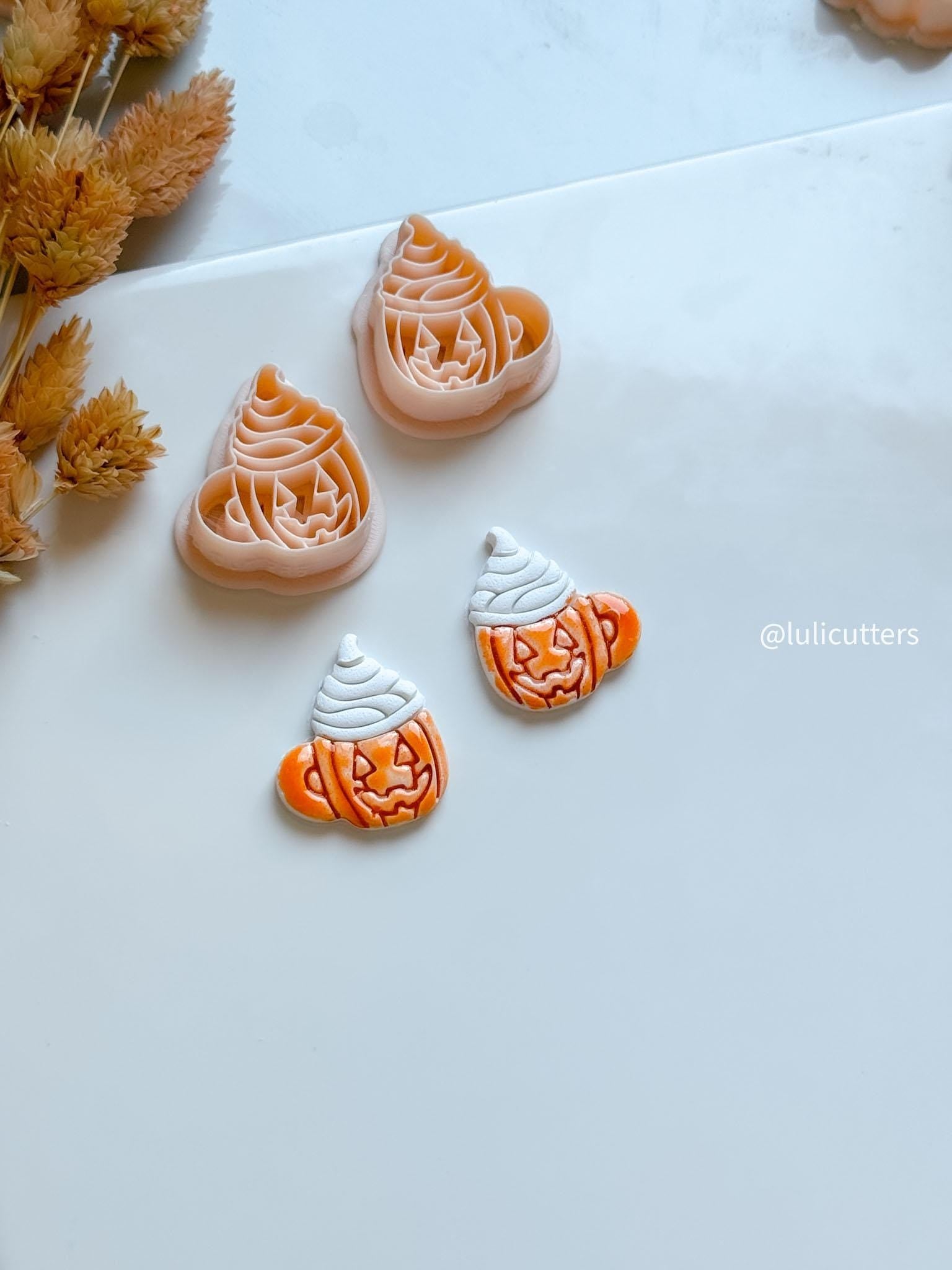 Pumpkin Mug Clay Cutter: Halloween Jack-O'-Lantern Earrings, Charms (30mm Tall)