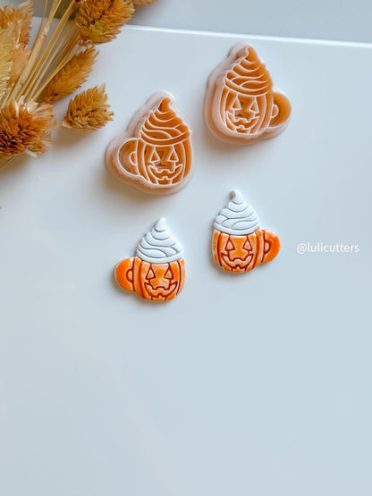 Pumpkin Mug Clay Cutter: Halloween Jack-O'-Lantern Earrings, Charms (30mm Tall)