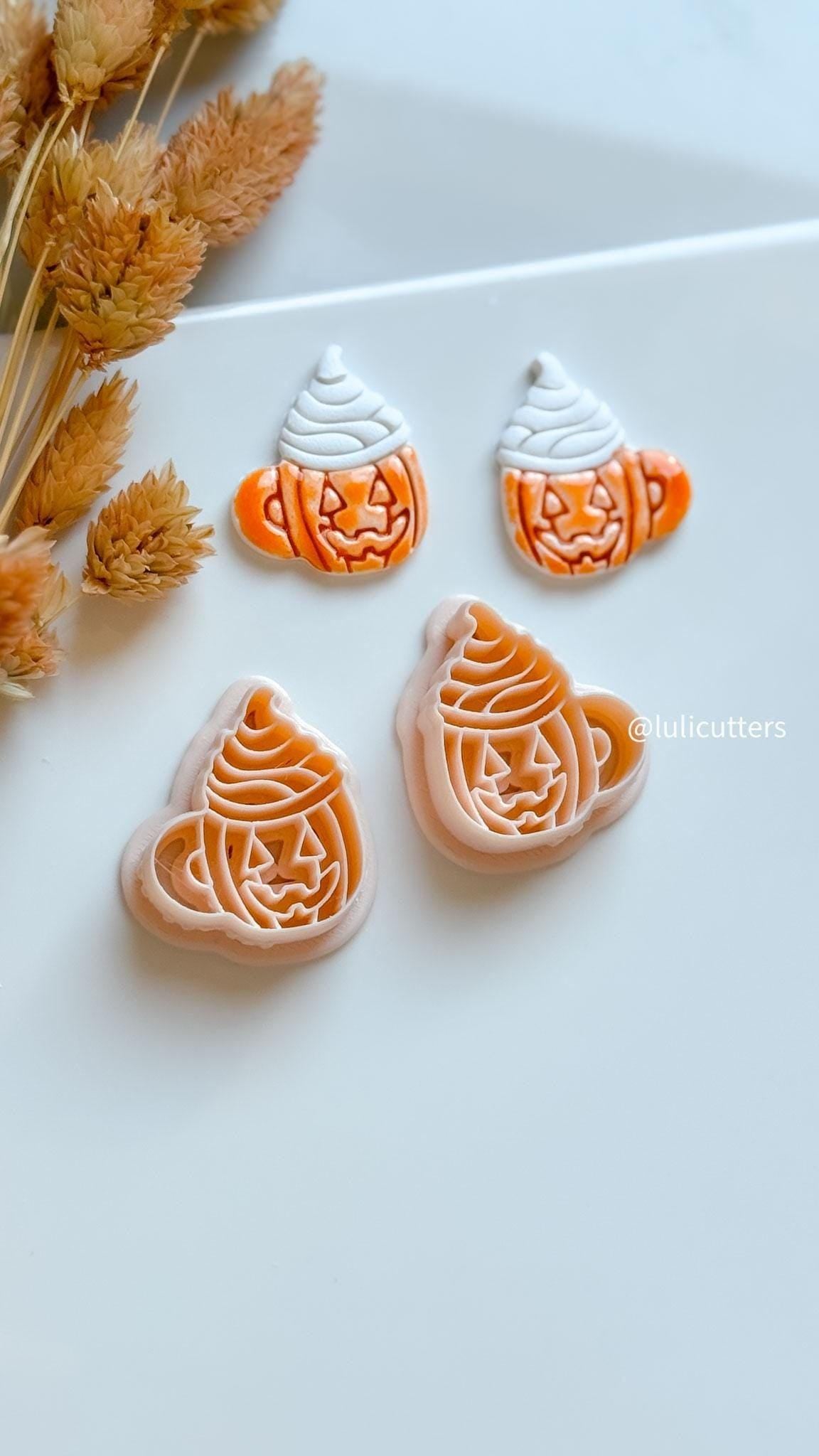 Pumpkin Mug Clay Cutter: Halloween Jack-O'-Lantern Earrings, Charms (30mm Tall)