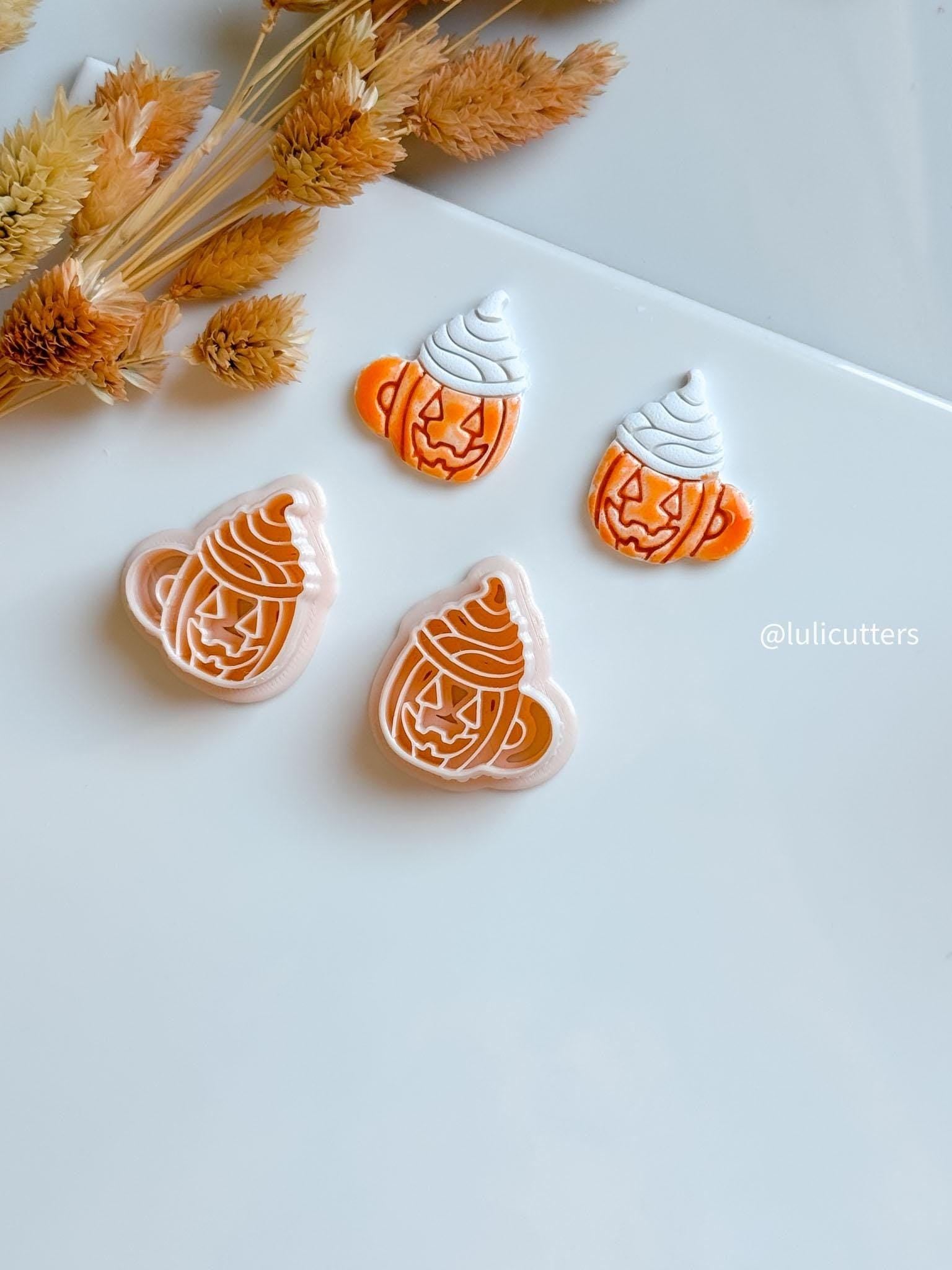 Pumpkin Mug Clay Cutter: Halloween Jack-O'-Lantern Earrings, Charms (30mm Tall)