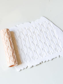 Bows on Ribbon Stripes Texture Roller Embossing Tool for Polymer Clay Crafts
