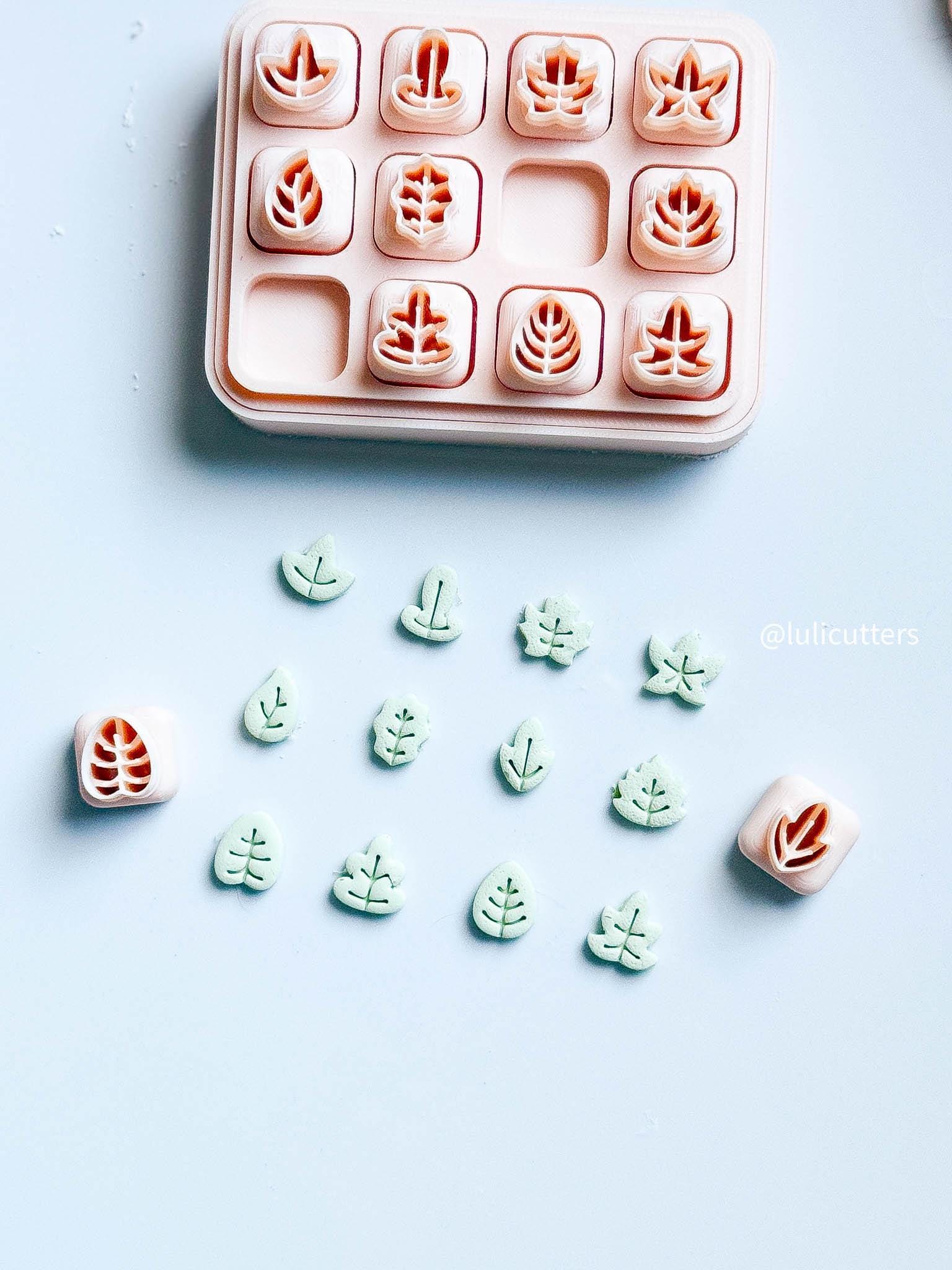 Mini Leaf Clay Earring Cutter Set Includes 12 Micro Leaf Shapes + Storage Case