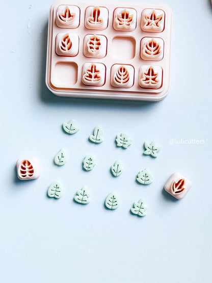 Mini Leaf Clay Earring Cutter Set Includes 12 Micro Leaf Shapes + Storage Case