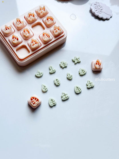 Mini Leaf Clay Earring Cutter Set Includes 12 Micro Leaf Shapes + Storage Case