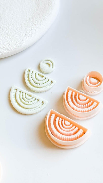 Half Circle Arch Clay Cutter Set 3 Piece- Includes Imprint Layers + Matching Topper