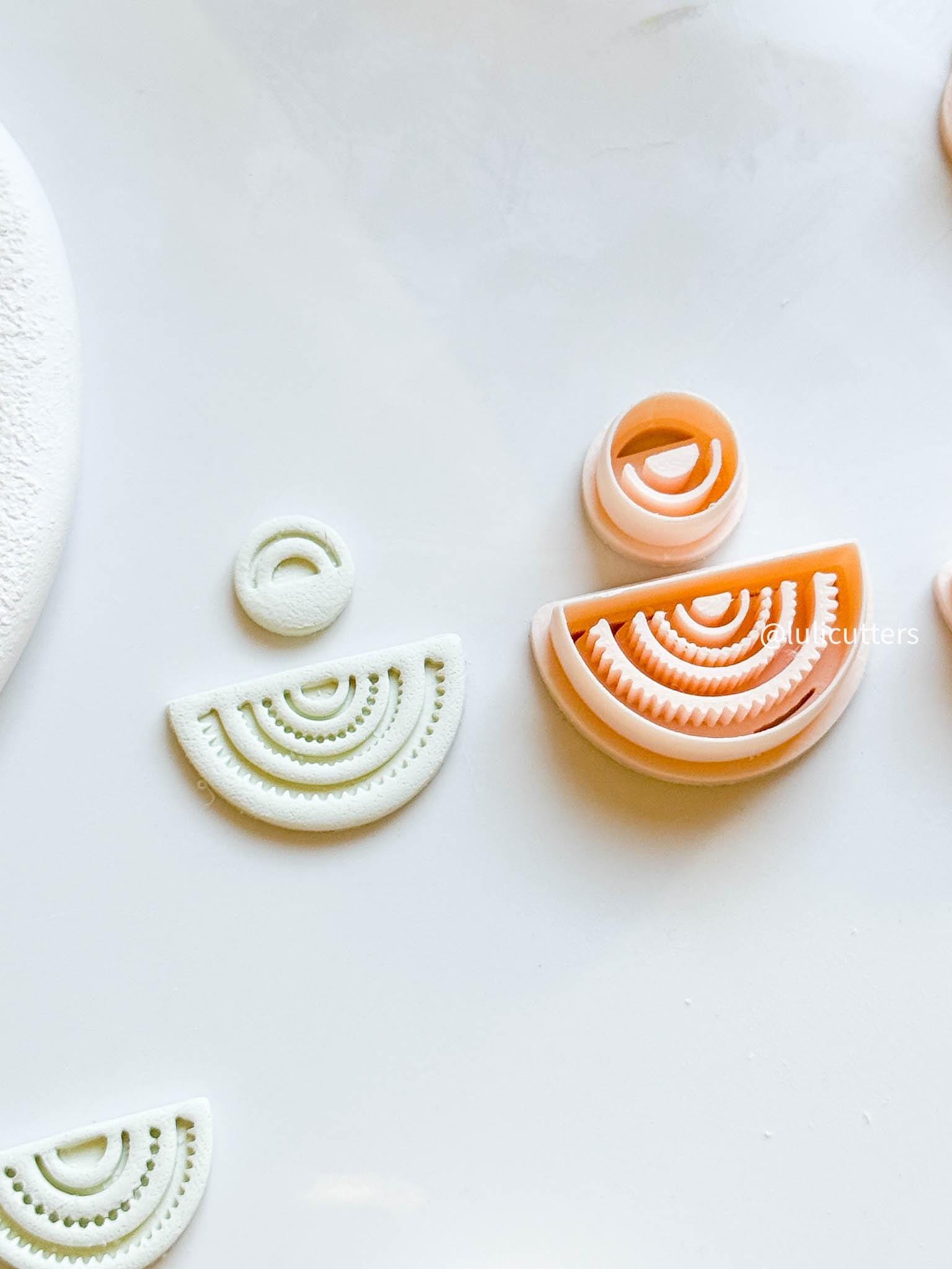 Half Circle Arch Clay Cutter Set 3 Piece- Includes Imprint Layers + Matching Topper