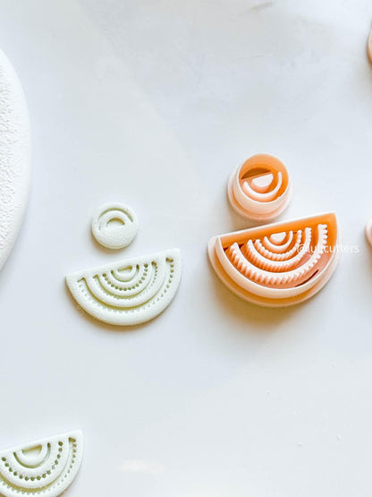 Half Circle Arch Clay Cutter Set 3 Piece- Includes Imprint Layers + Matching Topper